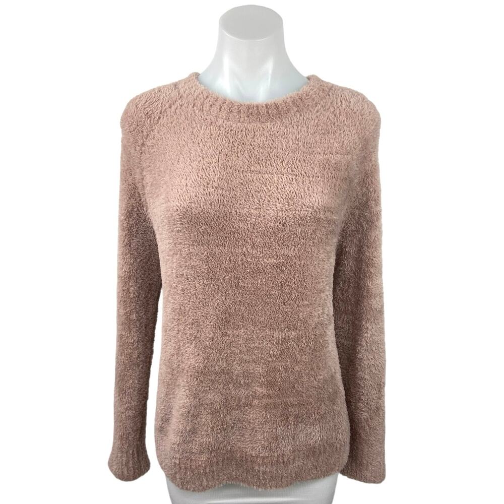 PacSun LA Hearts Pink Fuzzy Fur Soft Crew Neck Long Sleeve Sweater Top Size S